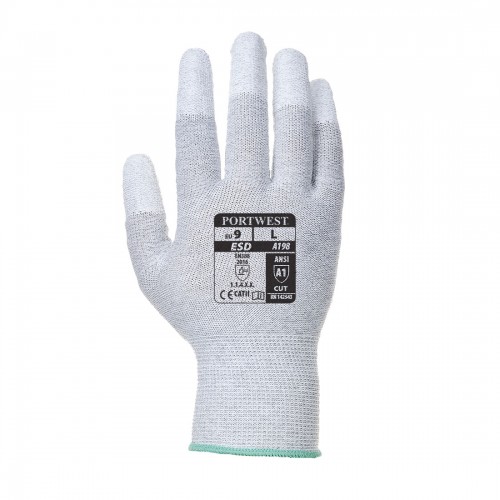 Antistatic PU Fingertip Glove  - Grey/White