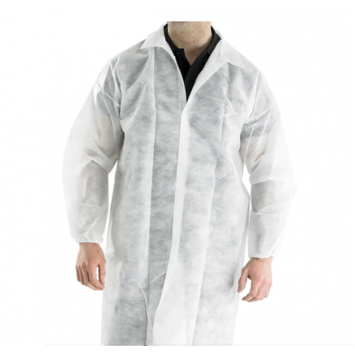 Disposable Coat (Velcro front) White