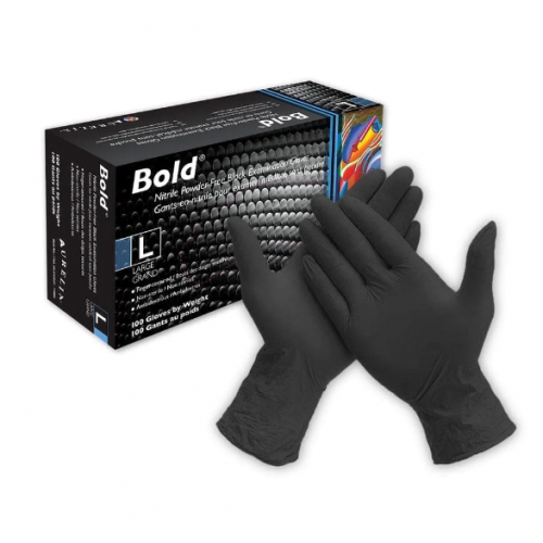 Aurelia® Bold Disposable Nitrile Powder Free Gloves - Black 
