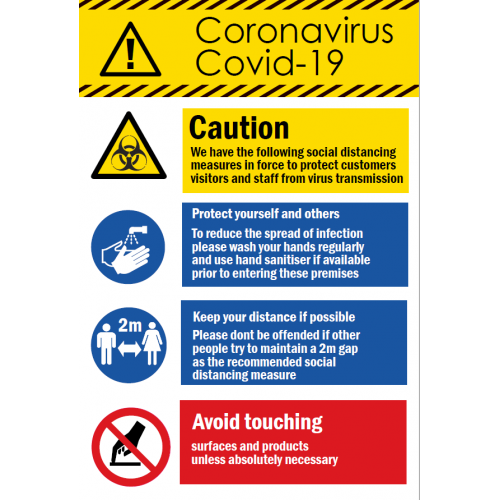 COVID2 - Coronavirus Info Sign Rigid Plastic 300x400mm