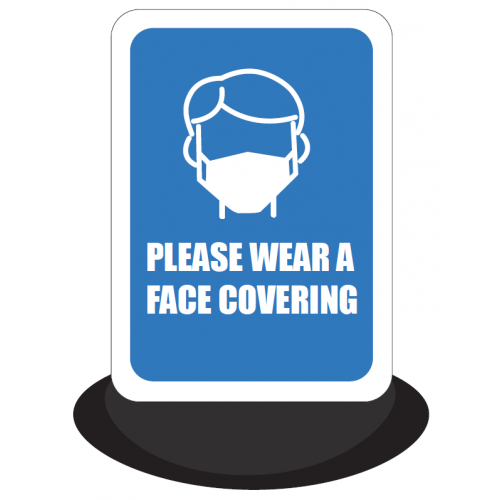 CV21 - Swinger Panel Sign - Please wear a face covering