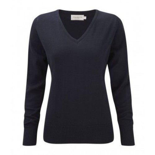 710F - Russell Ladies V-neck Knitted Pullover | FRENCH NAVY