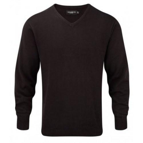 710M - Russell V Neck Knitted Pullover | BLACK