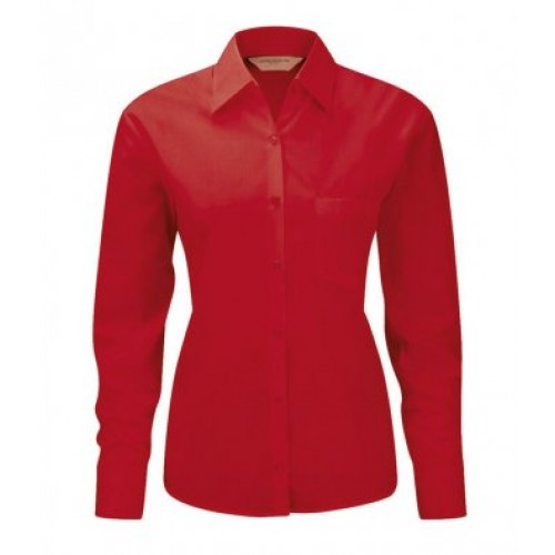 934F - Ladies L/s Poplin Shirt | CLASSIC RED