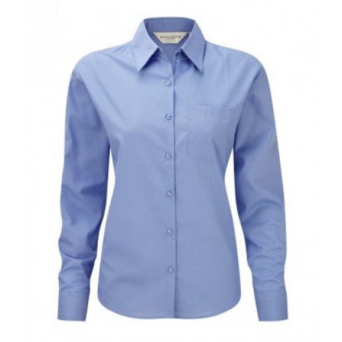 934F - Ladies L/s Poplin Shirt | CORPORATE BLUE