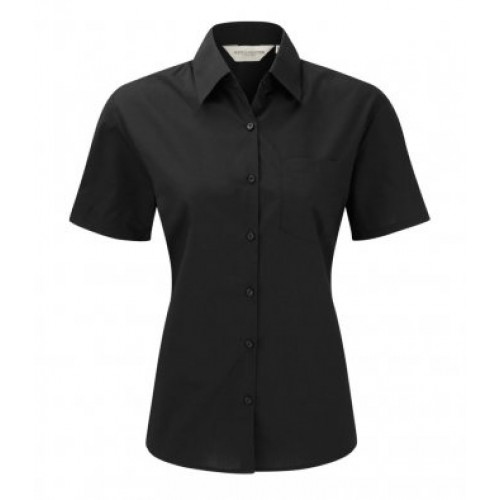 935F - Ladies S/s Poplin Shirt | BLACK