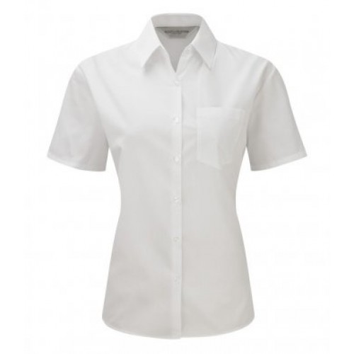 935F - Ladies S/s Poplin Shirt | WHITE