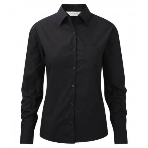 936F - Ladies L/s Cotton Poplin Shirt | BLACK