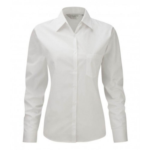 936F - Ladies L/s Cotton Poplin Shirt | WHITE