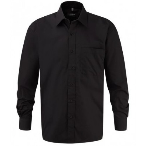 L/s Cotton Poplin Shirt | BLACK