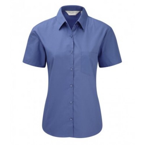 937F - Ladies S/s Cotton Poplin Shirt | AZTEC BLUE