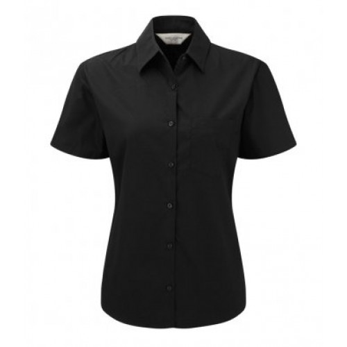 937F - Ladies S/s Cotton Poplin Shirt | BLACK