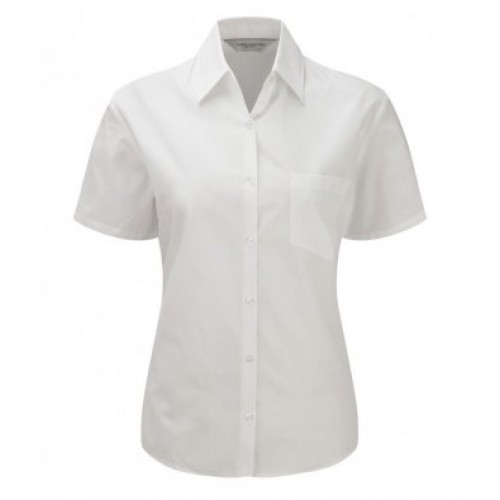 937F - Ladies S/s Cotton Poplin Shirt | WHITE