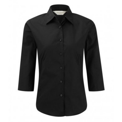 946F - Ladies 3/4 Sl Easy Care Shirt | BLACK