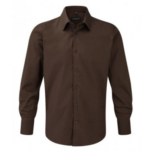 L/s Easy Care Fitted Shirt | CHOCOLATE