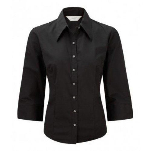 954F - Ladies 3/4 Tencel Fitted Shirt | BLACK
