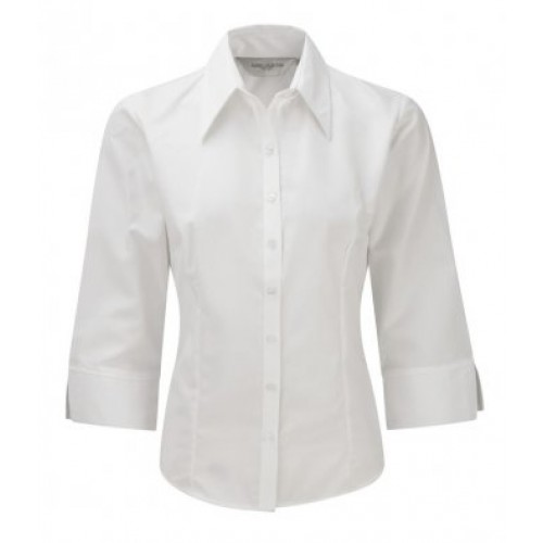 954F - Ladies 3/4 Tencel Fitted Shirt | WHITE