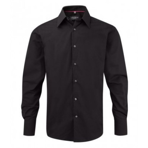 L/s Tencel Fitted Shirt | BLACK
