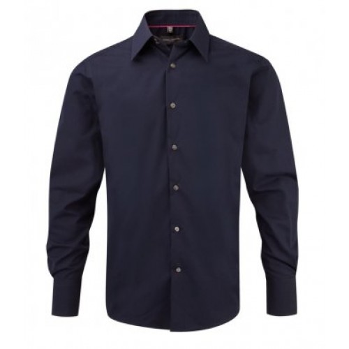 L/s Tencel Fitted Shirt | NAVY