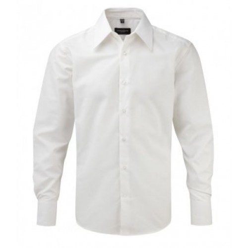 L/s Tencel Fitted Shirt | WHITE