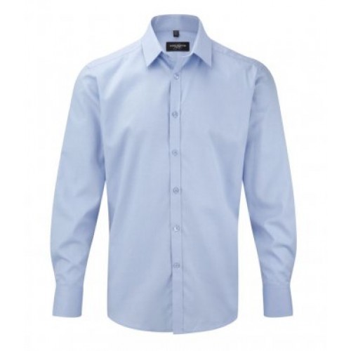 Mens L/s Herringbone Shirt | LIGHT BLUE