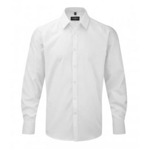 Mens L/s Herringbone Shirt | WHITE