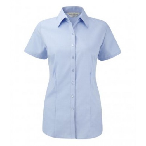 963F - Ladies S/s Herringbone Shirt | LIGHT BLUE