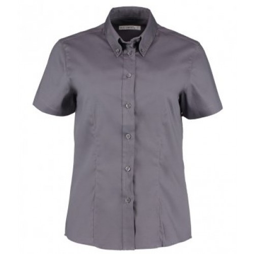 Ladies Oxford Blouse | Short Sleeve | CHARCOAL or SILVER GREY