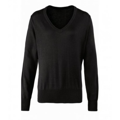 PR696 - Premier Ladies V Neck Knitted Sweater | BLACK