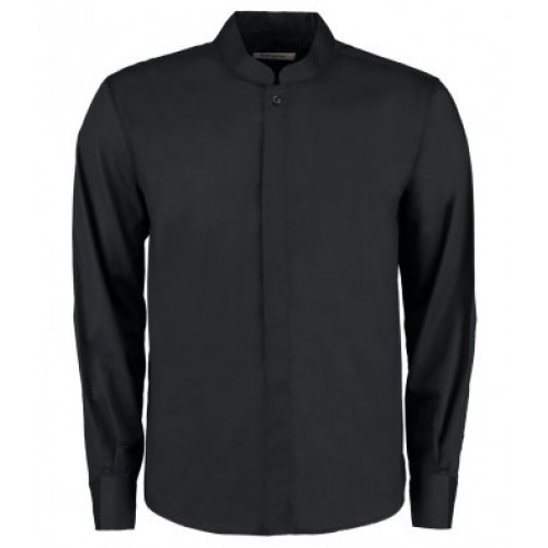 KK123 - Mandarin Collar L/s Shirt | BLACK