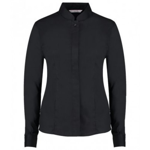 KK261 - Ladies Mandarin Collar L/s Shirt | BLACK