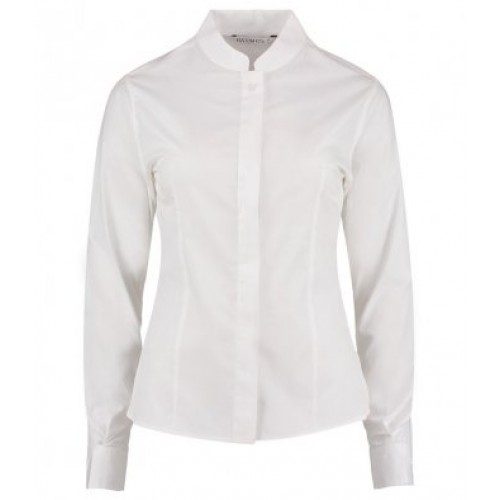 KK261 - Ladies Mandarin Collar L/s Shirt | WHITE