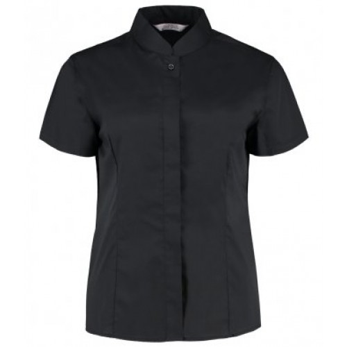 KK736 - Ladies S/s Madarin Collar Shir | BLACK