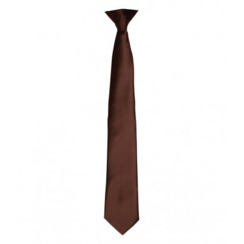 PR755 - Satin Fashion Clip Tie | BROWN