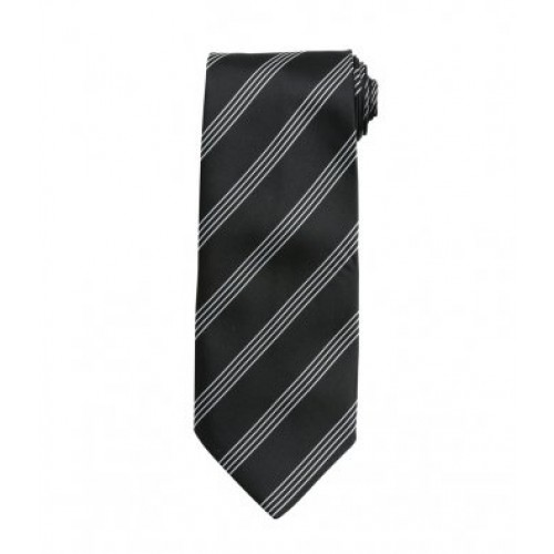 Four Stripe Tie | BLACK/SILVER