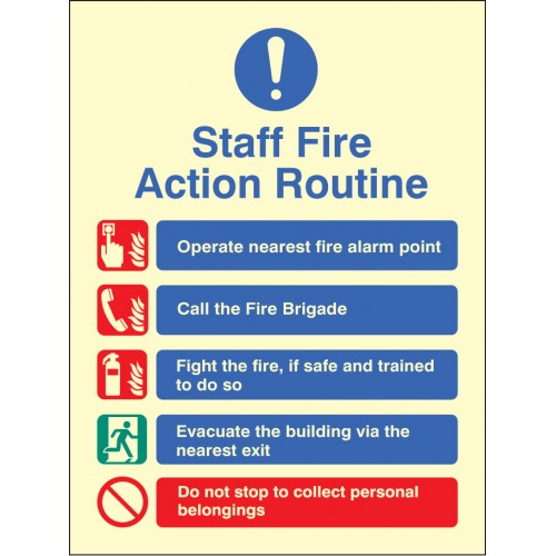 Staff Fire Action Self Adhesive Vinyl 150x200mm