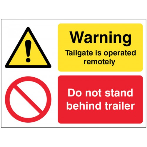 Warning Tailgate Is Operated Remotely Do Not Stand Behind Trailer