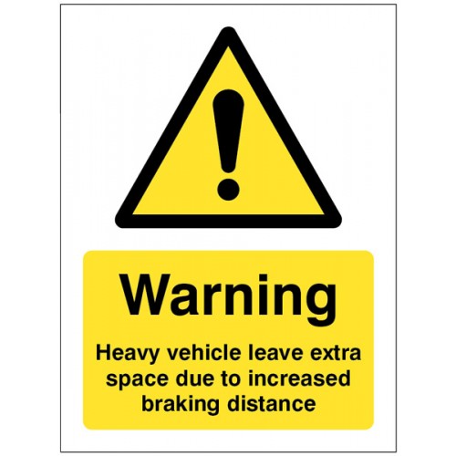 Heavy Vehicle Leave Extra Space Due To Increased Braking Distance | 200x150mm |  Self Adhesive Vinyl