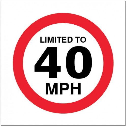 Limited To 40mph | 100x100mm |  Self Adhesive Vinyl