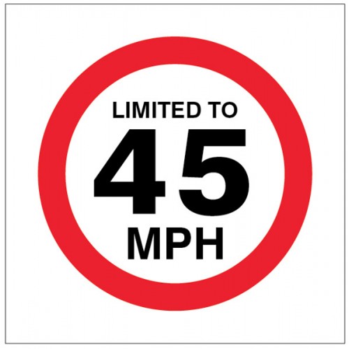 Limited To 45mph | 200x200mm |  Self Adhesive Vinyl