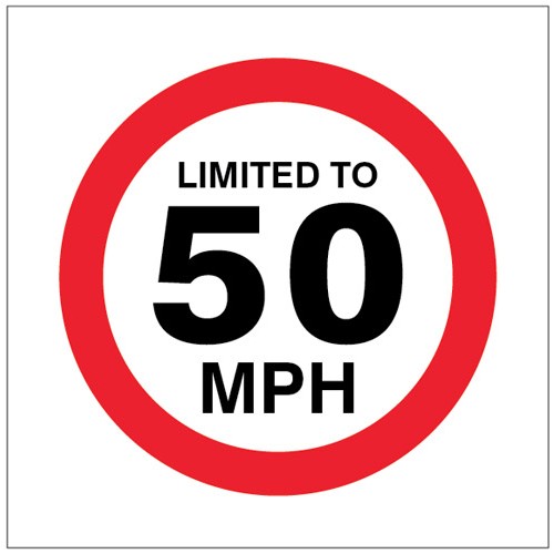 Limited To 50mph | 200x200mm |  Self Adhesive Vinyl