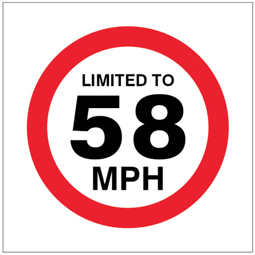 Limited To 58mph | 100x100mm |  Self Adhesive Vinyl