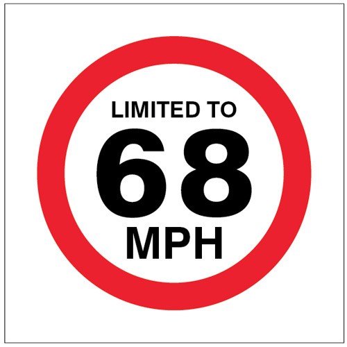 Limited To 68mph | 100x100mm |  Self Adhesive Vinyl