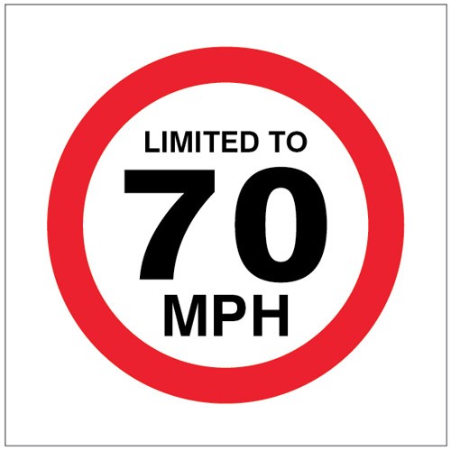 Limited To 70mph | 200x200mm |  Self Adhesive Vinyl