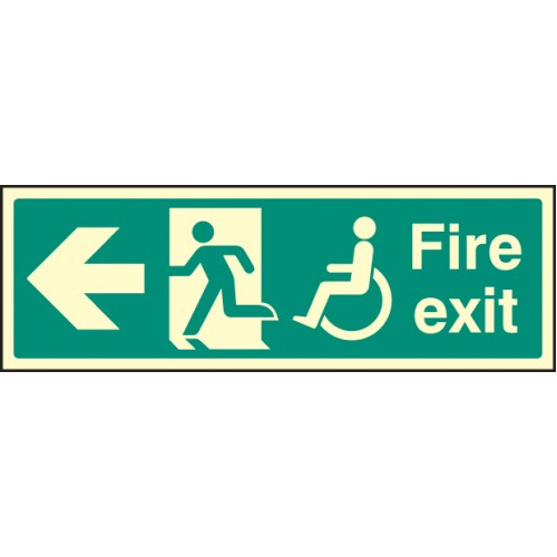 Disabled Fire Exit Left Self Adhesive Vinyl 300x100mm
