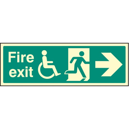Disabled Fire Exit Right Rigid Plastic 200x300mm