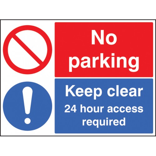 Keep Clear 24 Hour Access Required No Parking Self Adhesive Vinyl 200x300mm