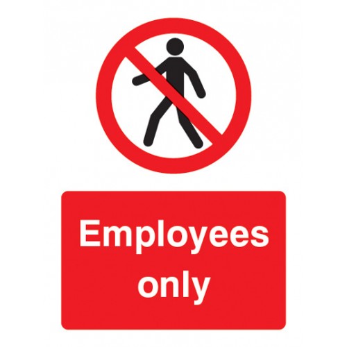 Employees Only Rigid Plastic 150x200mm