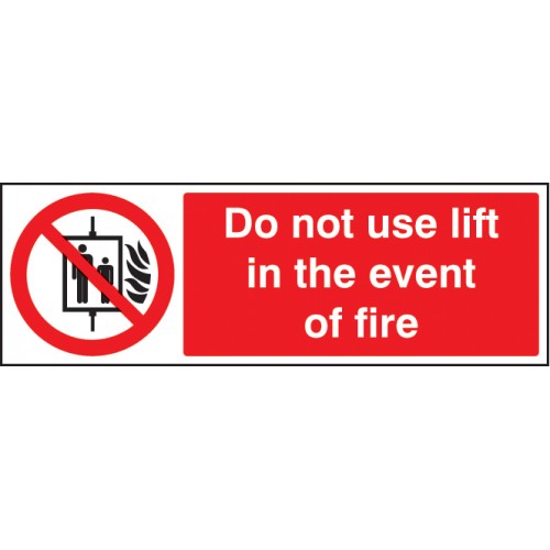 Do Not Use Lift In The Event Of Fire Rigid Plastic 200x300mm