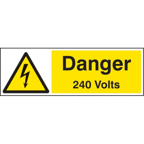 Danger 240 Volts Rigid Plastic 600x200mm